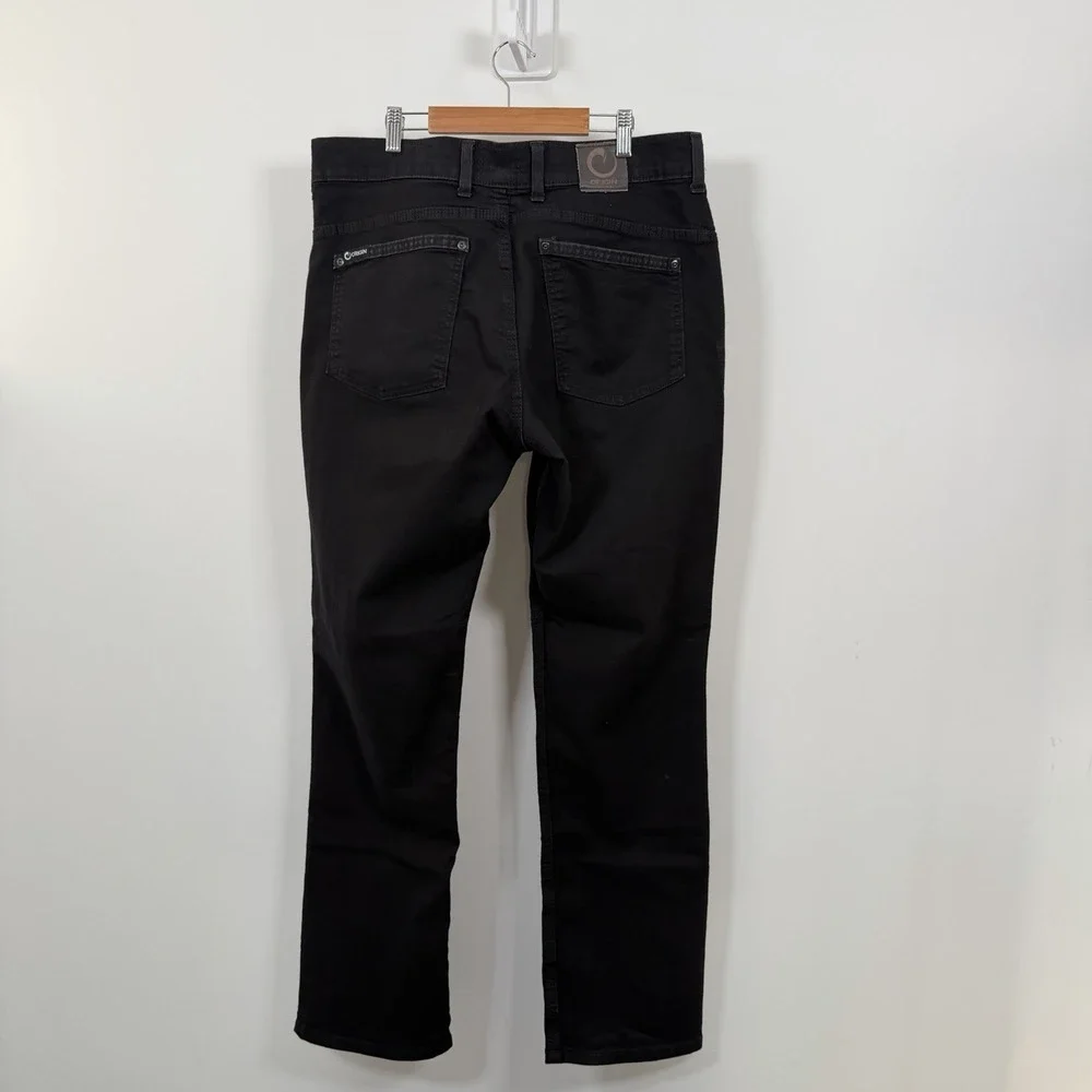 Origin Jeans Mens 36x32 Black Straight Fit Denim Stretch Waist Made In USA